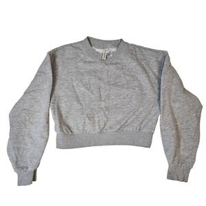HM Divided Womens XXS‎ Gray Cropped Crewneck Sweatshirt Basic Fleece Pullover
